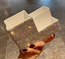 Розкішний органайзер для косметичних пензлів зі стразами