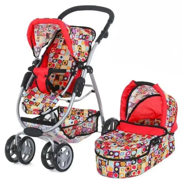 Коляска для ляльок 2в1 Melogo 9662 трансформер з регульованою ручкою та кошиком для іграшок