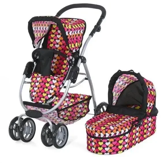 Коляска для ляльок 2в1 Melogo 9662 трансформер з регульованою ручкою та кошиком для іграшок