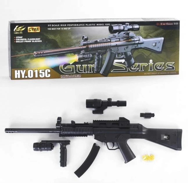 Дитячий іграшковий автомат Cyma HY 015C з лазерним прицілом, ліхтариком та стрільбою кульками