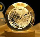 Декоративний акриловий нічник кришталевий 3D куля тепле світло 6см космос від USB, фото 8