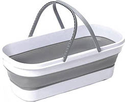 Складане відро Barrel LY-630 силіконове 15 л із ручками сіро-біле