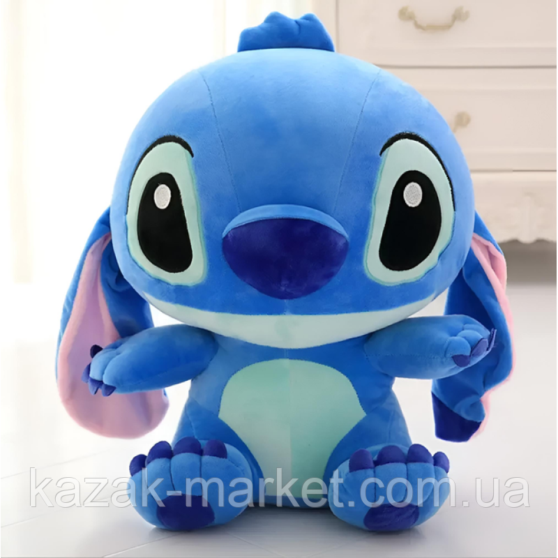 М'яка іграшка з мультику Ліло та Стіч 90-100 см, Плюшевий синій Стіч, фото 1