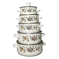 Набір емальованих каструль Benson BN-079 5 шт. Білий УЦІНКА