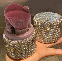 Портативний набір пензлів для макіяжу з блискучим контейнером (5 шт.)