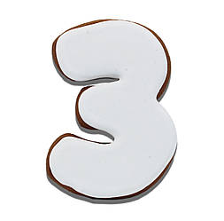 Пряник медово-імбирний у формі цифри "3" топер на торт 10см 40г