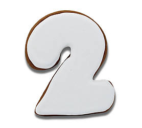 Пряник медово-імбирний у формі цифри "2" топер на торт 10см 45г