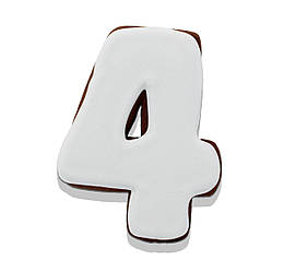 Пряник медово-імбирний у формі цифри "4" топер на торт 10см 45г