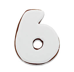 Пряник медово-імбирний у формі цифри "6" топер на торт 10см 40г