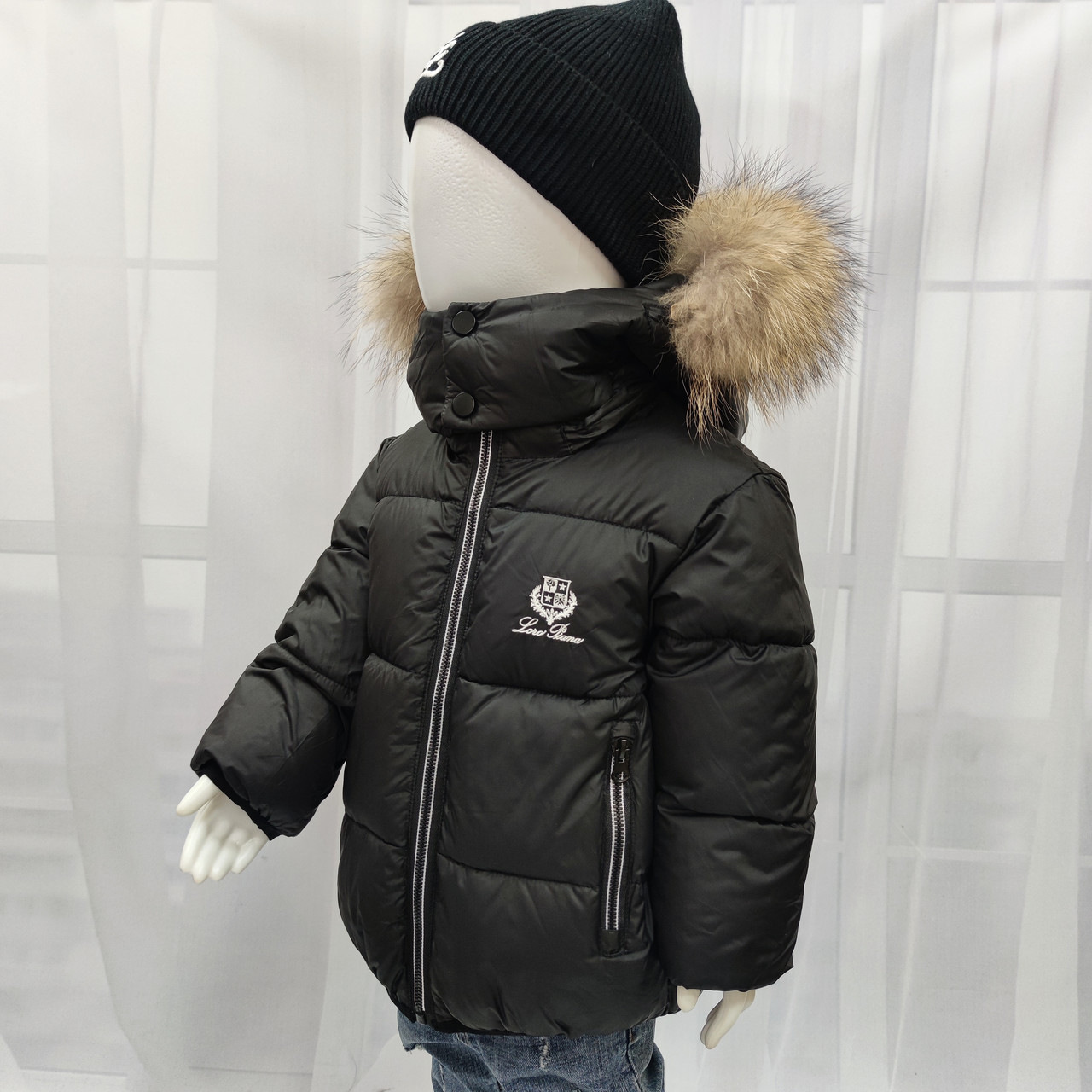 Дитяча зимова чорна дута куртка Лоро Піано