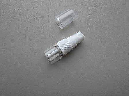 5 мл Круглий прозорий ПЕТ флакон з розпилювачем пластиковим білим 18/410 пшикалка атомайзер, фото 1