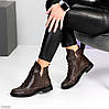 Дизайнерські зимові черевики колір Шоколад натуральна шкіра низький хід, фото 9