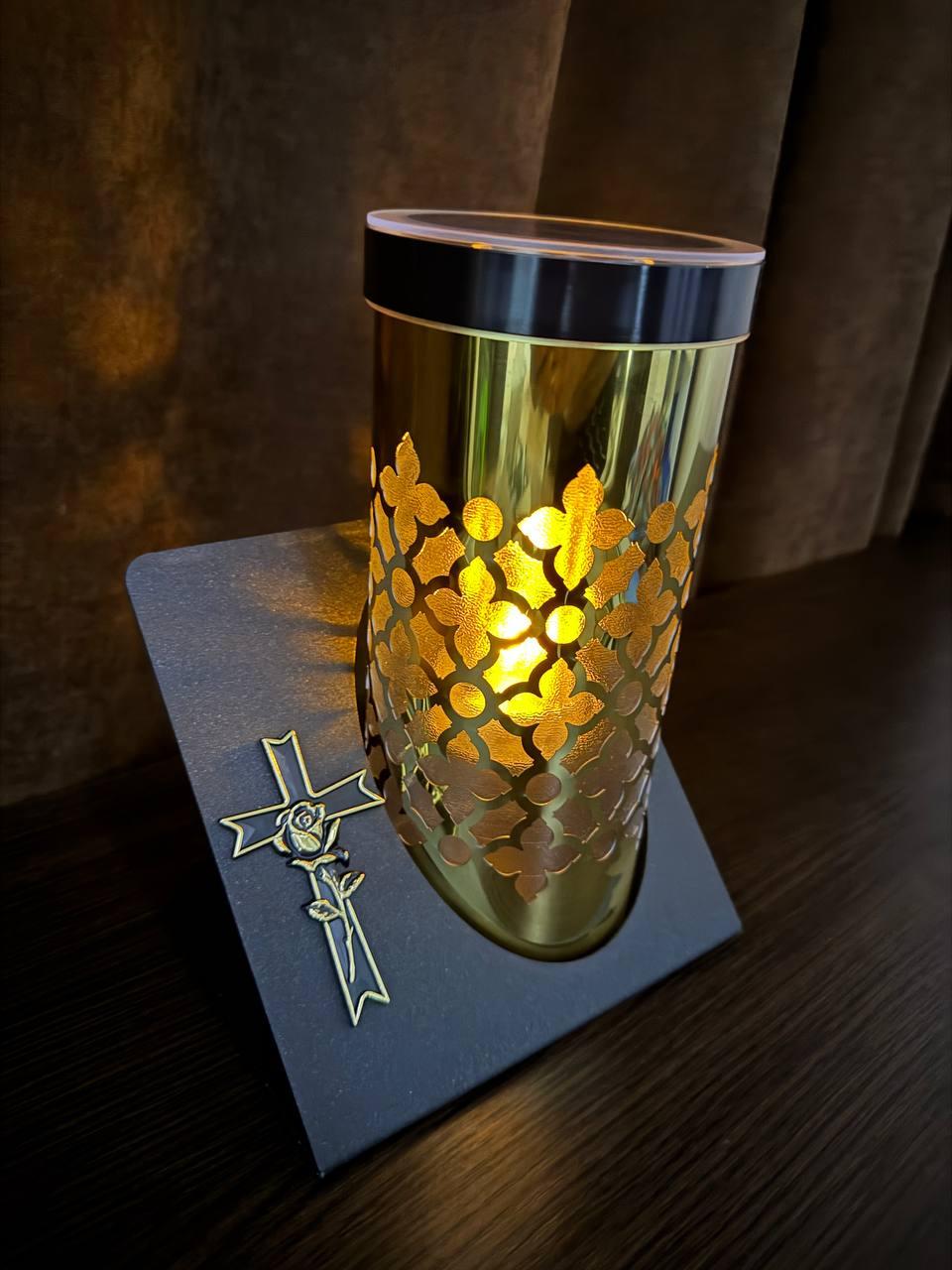 Лампадка сонячна батарея на підставці (Золота) 24см в NEW дизайні!!!, фото 1