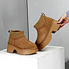 Модні уггі з манжетом на товстій підошві колір Camel, фото 5