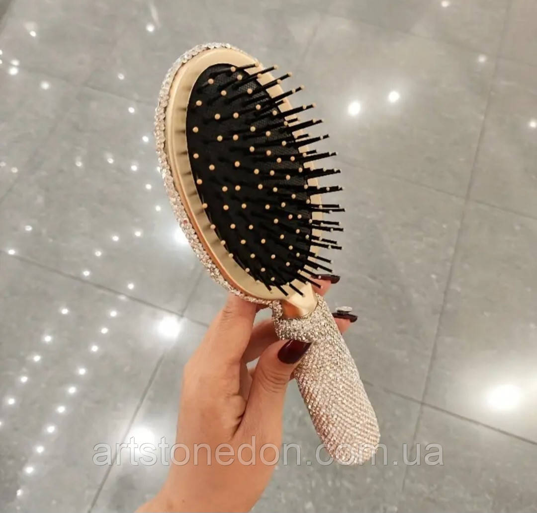 Розкішна овальна щітка для волосся зі стразами, фото 1