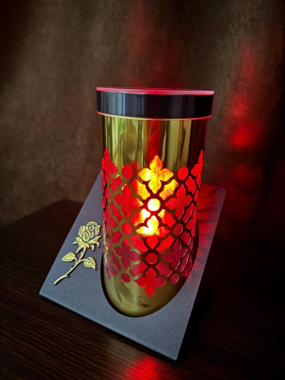 Лампадка сонячна батарея на підставці (Золота) 24см в NEW дизайні!!! Роза, фото 1