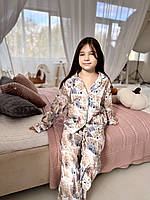 Фланелева дитяча піжама на гудзиках. Натуральна піжама для дівчинки.