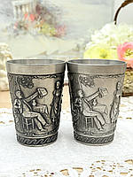 Два німецькі олов'яні келихи, харчове олово, Німеччина, 350 мл, вінтаж, Ласкава господиня
