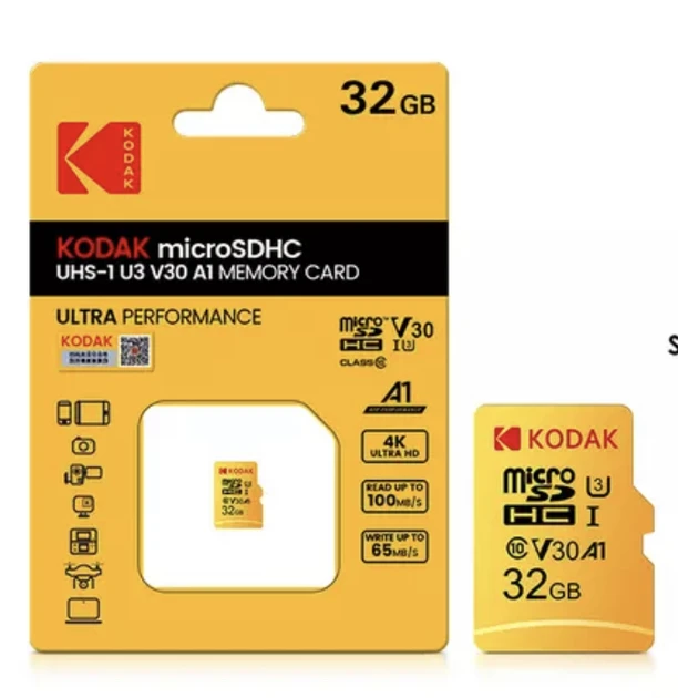 Карта Пам'яті Kodak microSDXC 32 ГБ UHS-I U3 V30 A1 з SD Адаптером | Швидкість 100 МБ/с, фото 1