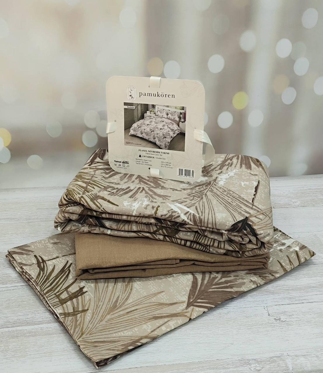 Постільна білизна фланелева байкова Pamukoren євро розмір, фото 1