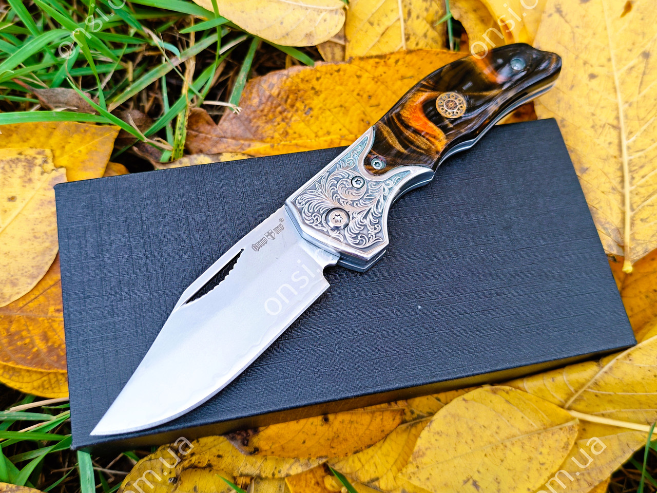 Ніж складаний з дамаської сталі D-284, фото 1