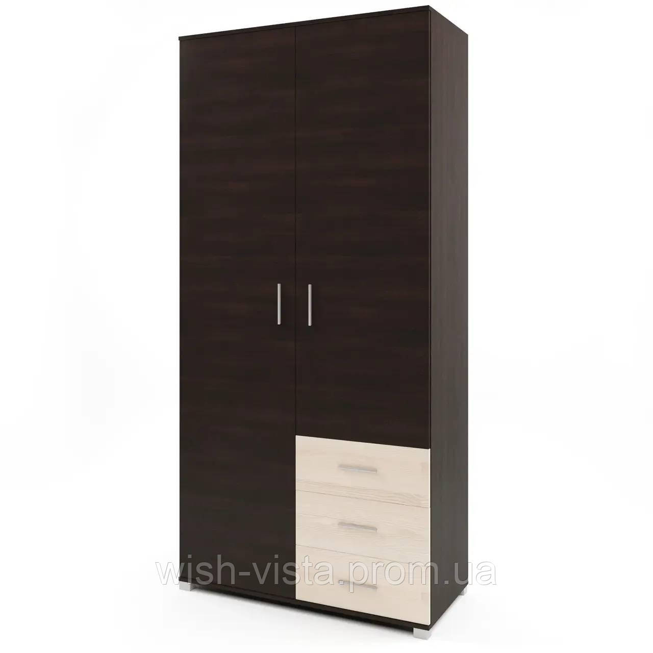 Шафа двостулкової Еверест ШП 4 Венге темний + дуб молочний 100х52х210 см, фото 1