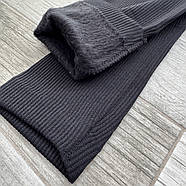 Лосини жіночі термо безшовні бавовна рубчик на хутрі Ластівка, розмір 48-54, чорні, 513-2, фото 3