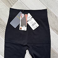 Лосини жіночі термо безшовні бавовна рубчик на хутрі Ластівка, розмір 48-54, чорні, 513-2, фото 4