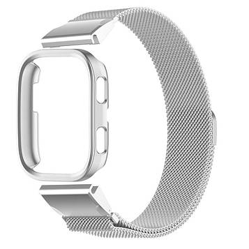 Комплект для годинника Amazfit Bip 6 сріблястий (бампер + металевий ремінець 22 мм)