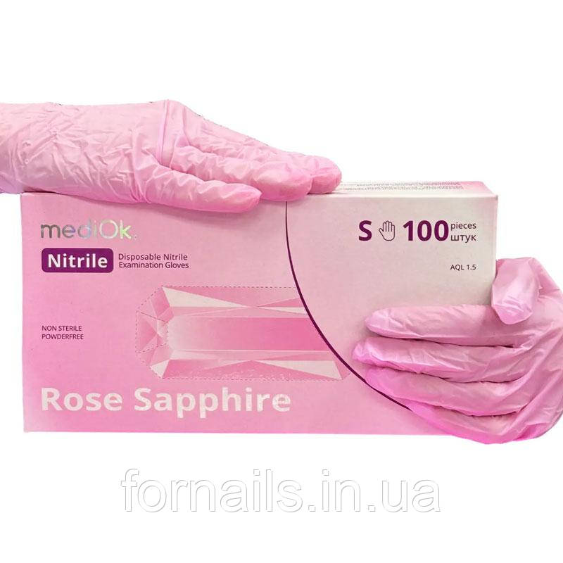Рукавички нітрилові MediOk Rose-Sapphire 100 шт, S, фото 1