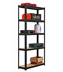 Стелаж металевий (150 х 70 х 30 см) 5 полиць, Чорний
