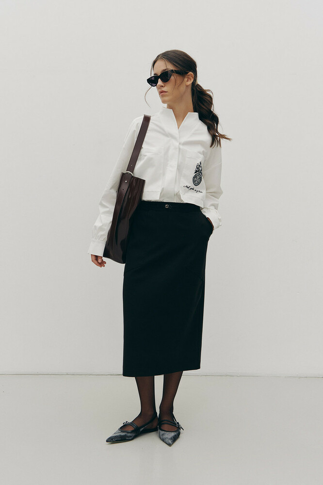 Жіноча спідниця тепла міді пряма з розрізом RICA MARE MKRM4223, фото 1