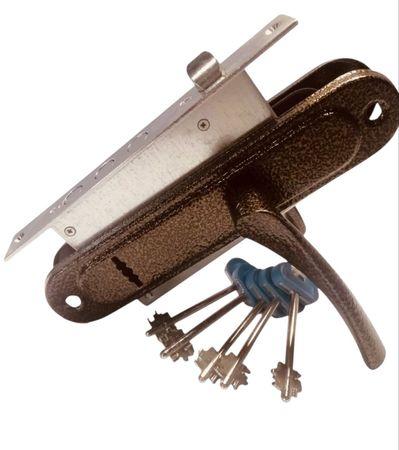 Замок врізний Арiко ЗВ9 (77) ручка під сувал. Мідь, фото 1