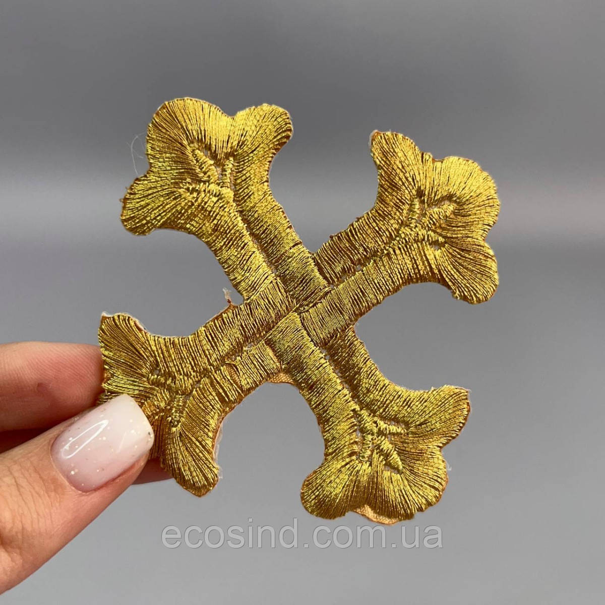 Лейси, термо аплікації хрест 7,5 см - золото, фото 1