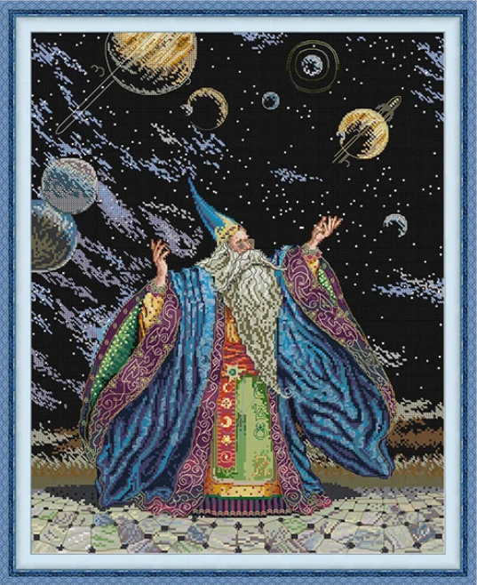 Набір для вишивання за нанесеною на канву схемою “Wizard”. AIDA 14CT printed , 44*54см., фото 1