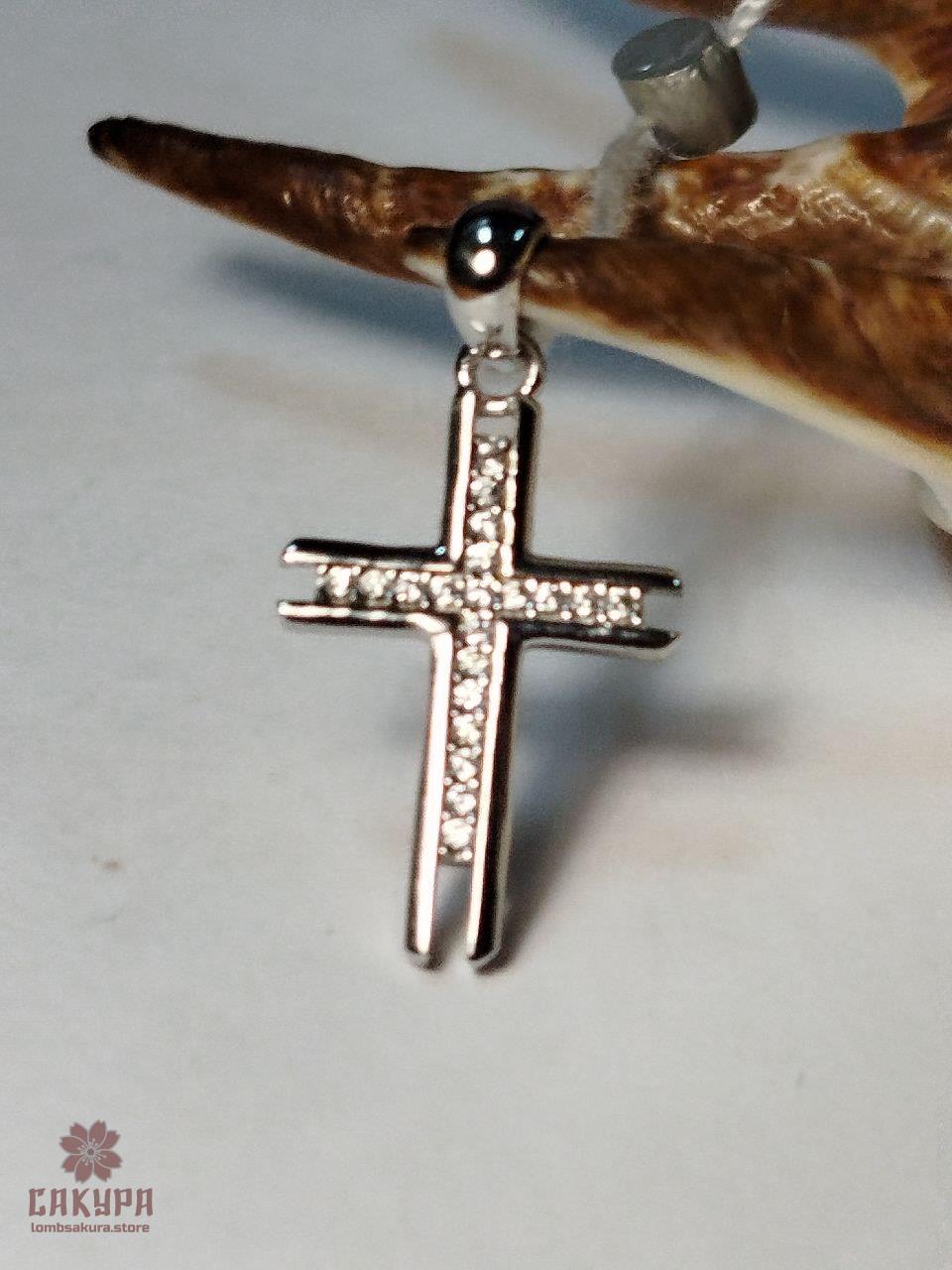 Срібний Хрестик зі вставкою цирконій, фото 1