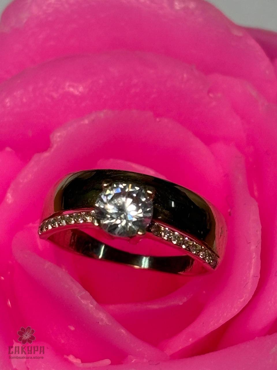 Золота Каблучка зі вставкою цирконій, фото 1