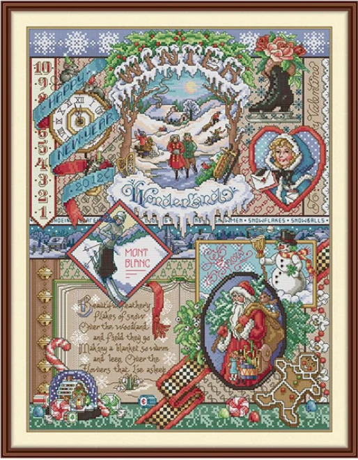 Набір для вишивання за нанесеною на канву схемою “Winter Scenery”. AIDA 14CT printed , 38*49см., фото 1