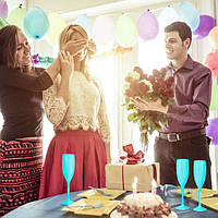 Келихи для шампанського пластикові набір з 12 штук Бірюза