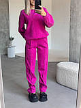 Жіночий вельветовий костюм з довгим рукавом та брюками, фото 2