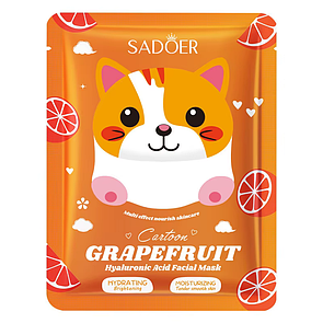 Тканинна маска для обличчя SADOER Cartoon Grapefruit Hyaluronic Acid зволожуюча 25 г