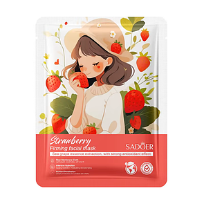 Тканинна маска для обличчя SADOER Strawberry зміцнююча 25 г