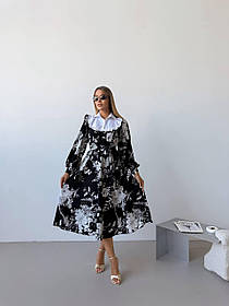 Жіноча сукня міді софт з білим коміром