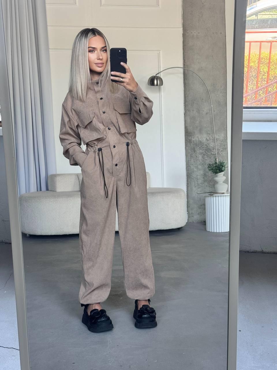 Жіночий комбінезон вельветовий з поясом, фото 1