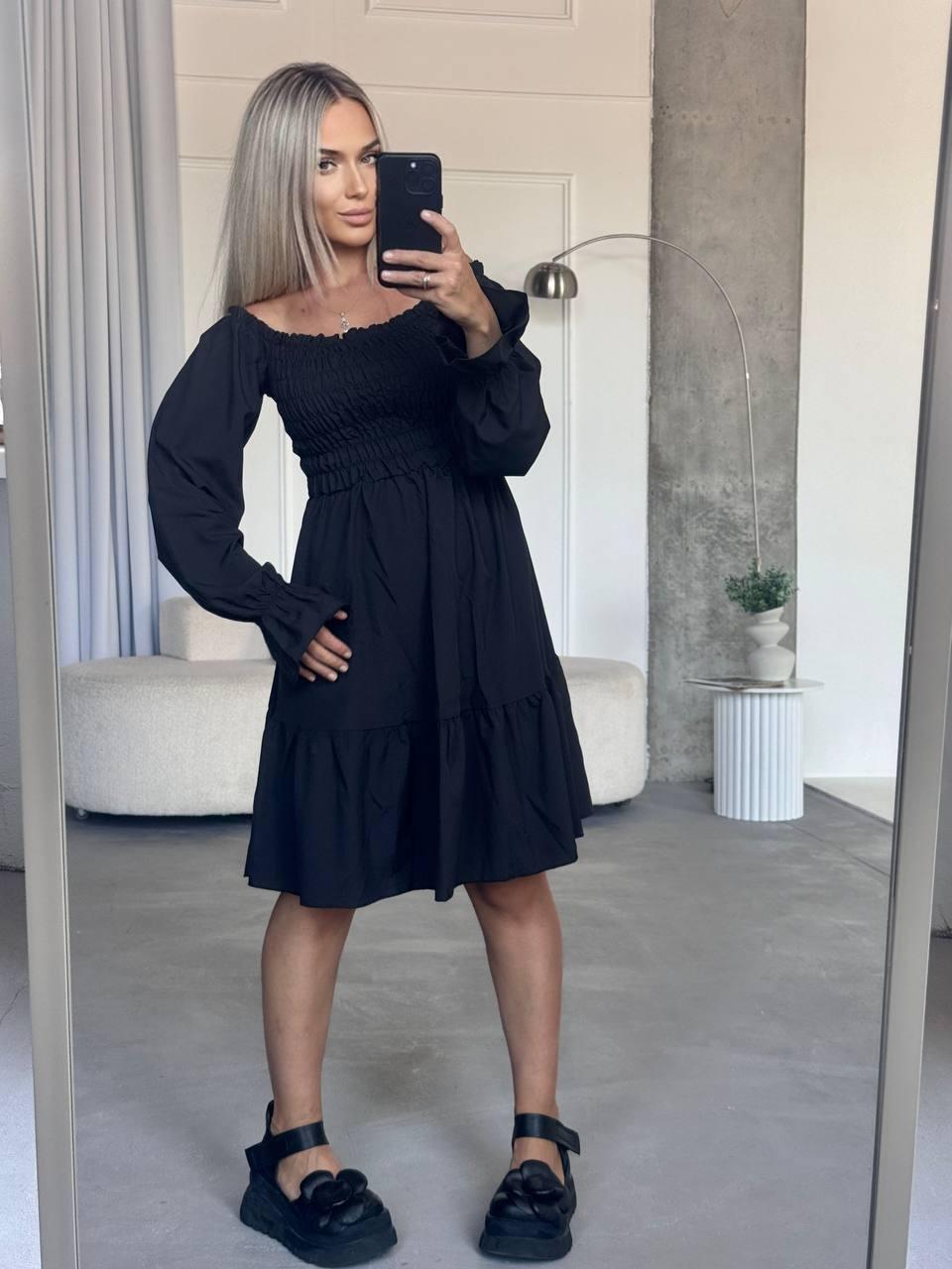 Жіноча сукня софт зі смокінгом та воланом, фото 1