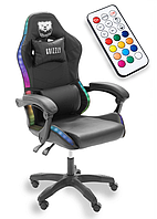 Геймерське крісло Grizzly з RGB LED підсвіткою (12 режимів), Чорний