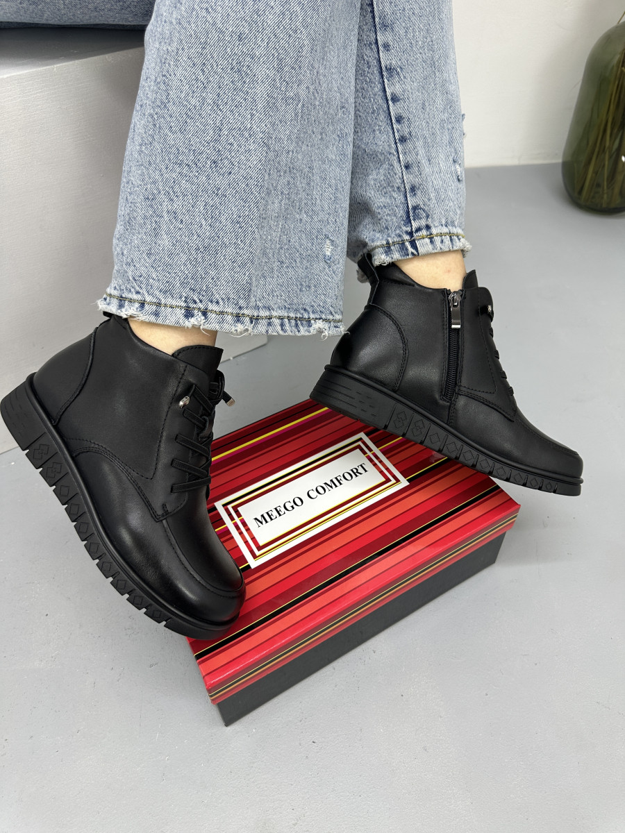 Жіночі демісезонні черевики MeegoComfort 25A20071-1 Black Battal чорні шкіряні, фото 1