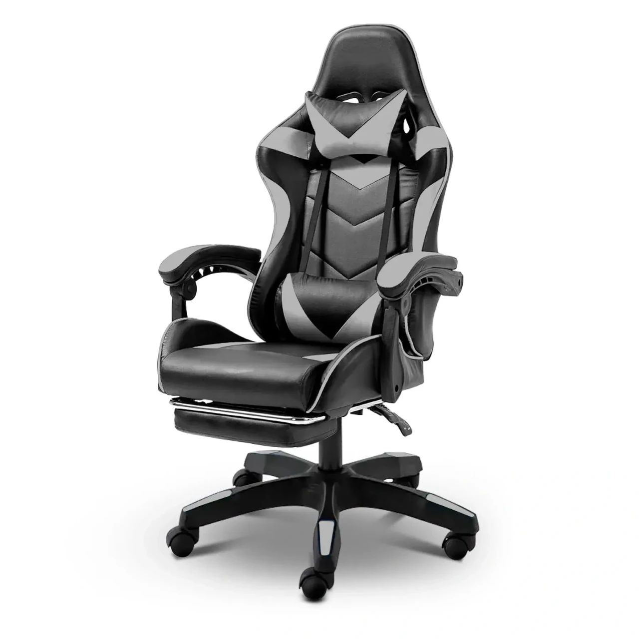 Геймерське комп'ютерне крісло 4Points DL з підставкою для ніг офісне ігрове розкладне для ПК вдома Сіре
