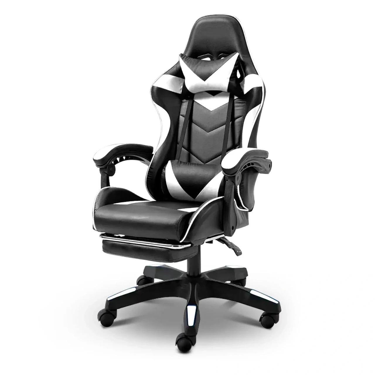 Геймерське комп'ютерне крісло 4Points DL з підставкою для ніг офісне ігрове розкладне для ПК вдома Білий