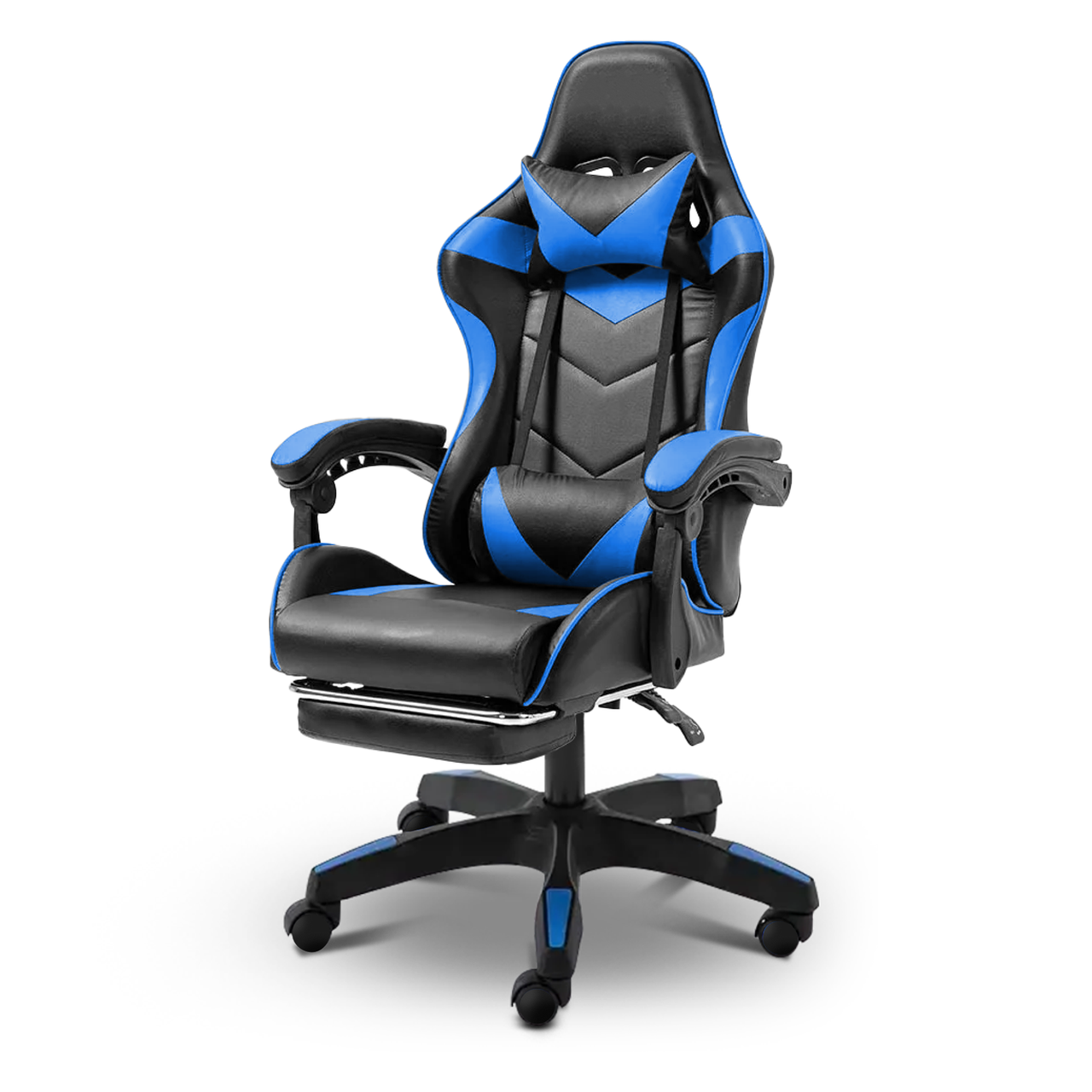 Геймерське комп'ютерне крісло 4Points DL з підставкою для ніг офісне ігрове розкладне для ПК вдома Синій